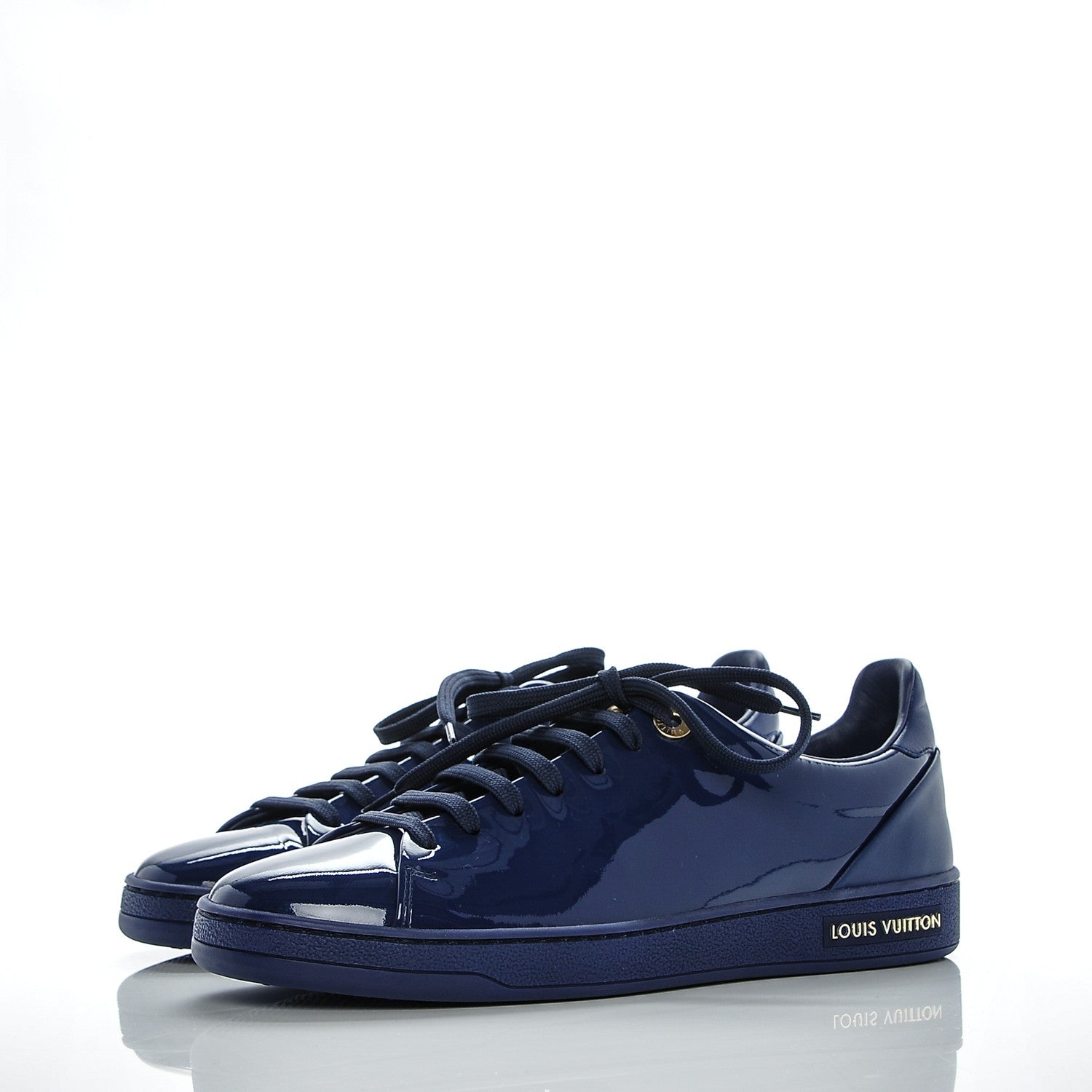 Louis Vuitton Patent Calfskin Frontrow Sneakers 37.5 Blue Nuit 3 of 7