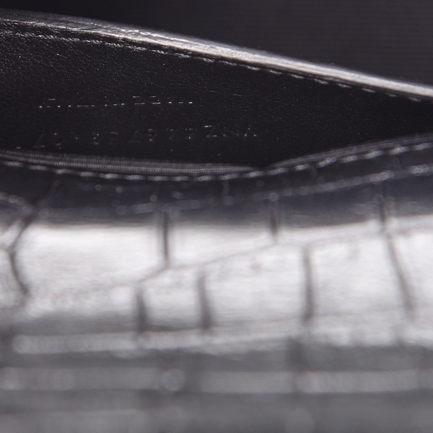 Saint Laurent Calfskin Crocodile Embossed Medium Classic Monogram Kate Double Handle Satchel Black 7 of 7