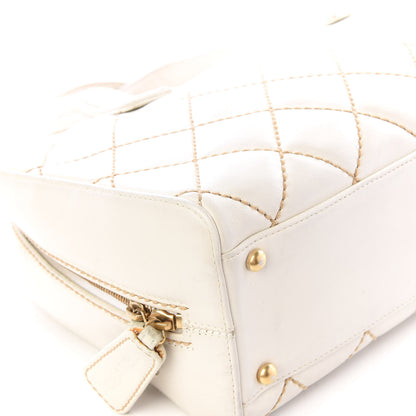 Chanel Calfskin Contrast Stitch Surpique Bowler White 5 of 11