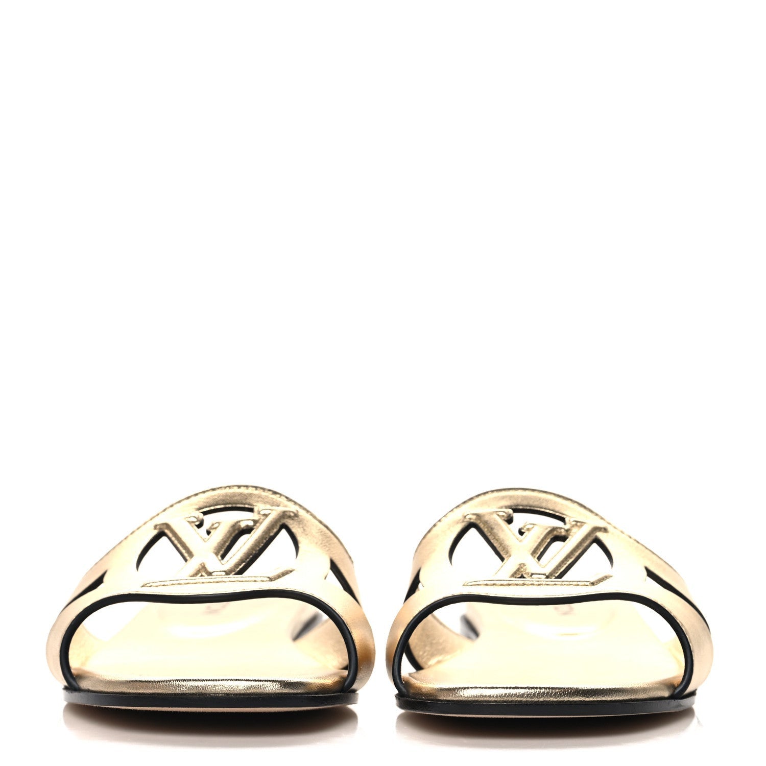 Louis Vuitton Metallic Calfskin LV Isola Flat Sandals Gold 3 of 7