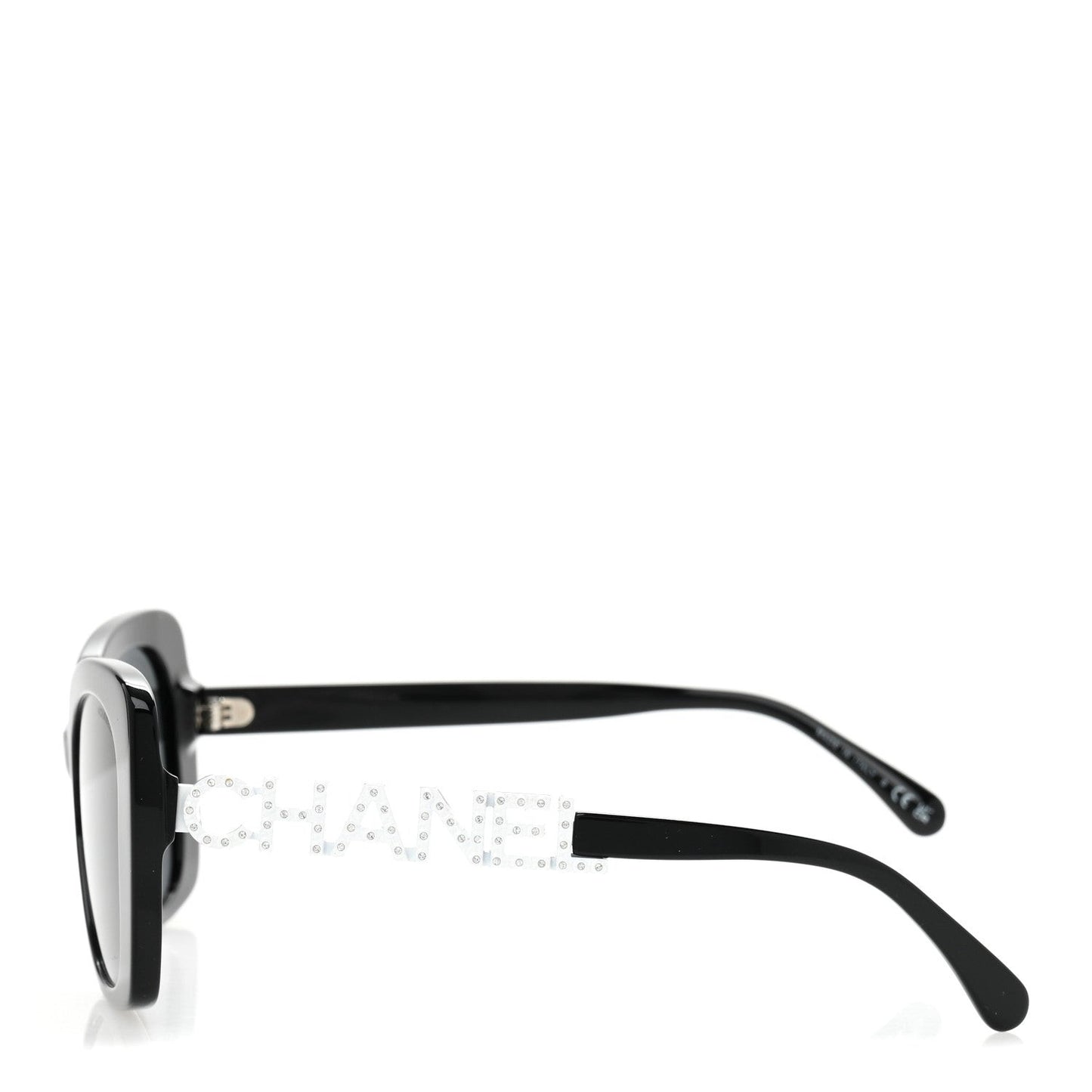 Acetate Strass Square Sunglasses 5422-B-A Black White