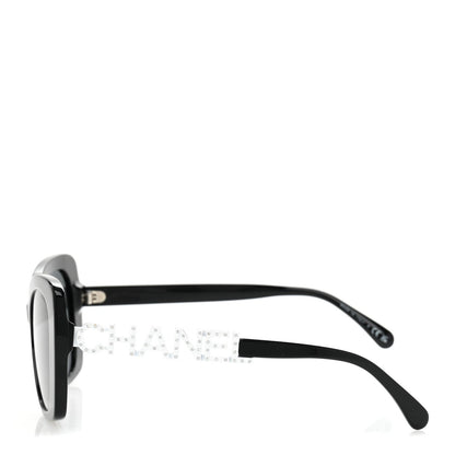 Chanel Acetate Strass Square Sunglasses 5422-B-A Black White 3 of 7