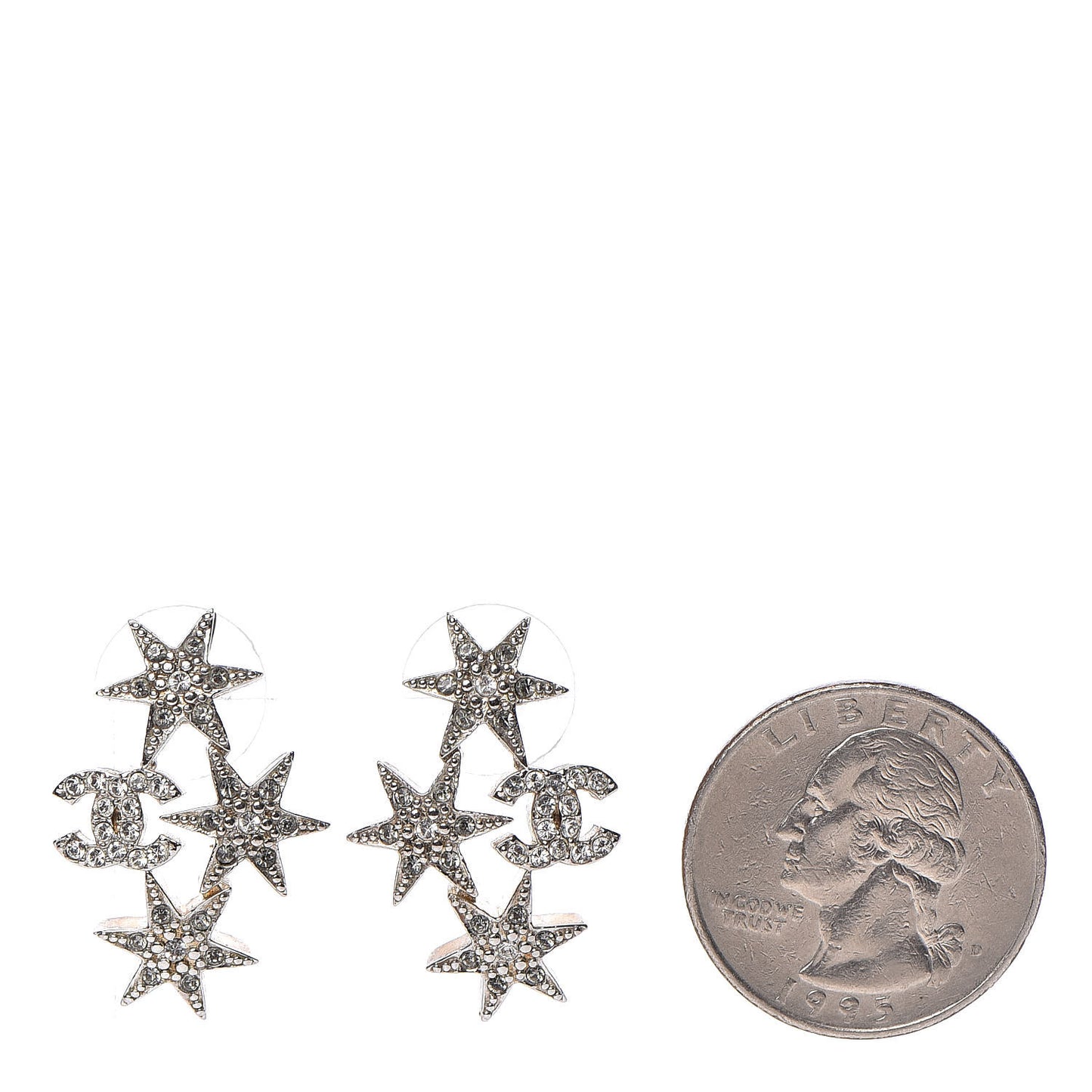 Crystal CC Star Earrings Silver