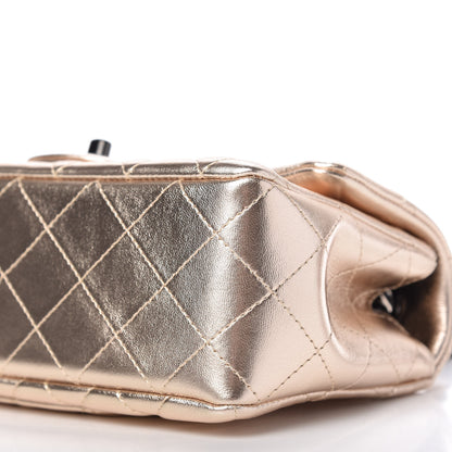 Chanel Metallic Lambskin Quilted Mini Rectangular Flap Gold Black 7 of 11