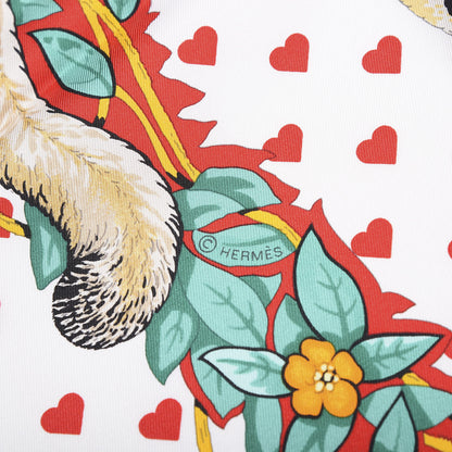 Hermes Silk Jungle Love Scarf 90 White Rouge Vert 6 of 7