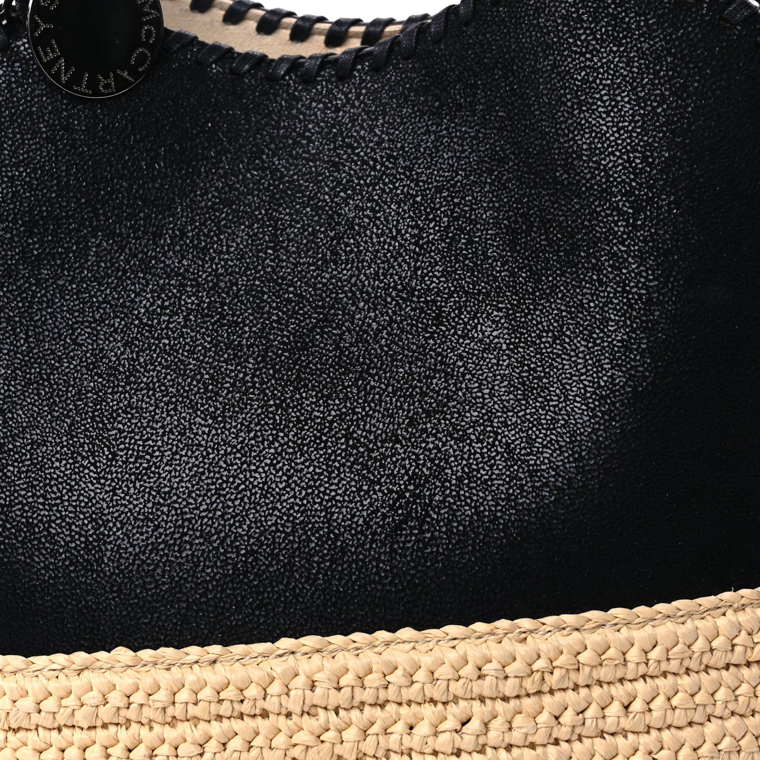 Stella McCartney Shaggy Deer Raffia Large Half & Half Tote Bag  Black Natural 6 of 8