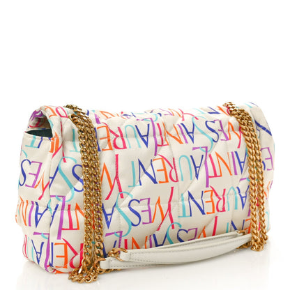 Saint Laurent Silk Carre Rive Gauche Print Patchwork Monogram Medium Jamie Multicolor White 3 of 7