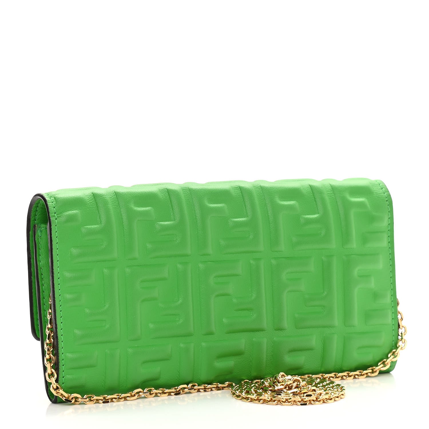 Fendi Nappa Matisse FF Embossed Continental Wallet On Chain Tomatillo 3 of 11
