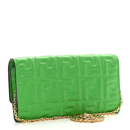 Fendi Nappa Matisse FF Embossed Continental Wallet On Chain Tomatillo 3 of 11