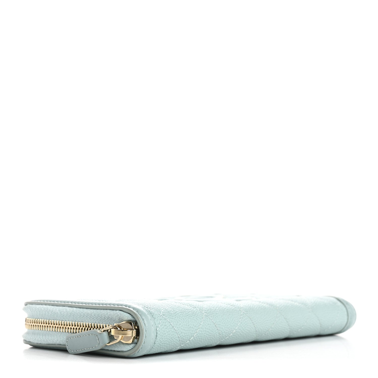 Chanel Caviar Quilted Large Filigree Zip Around Wallet Blue 4 of 13