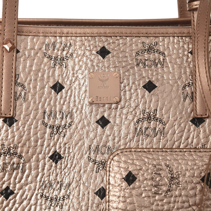 MCM Metallic Visetos Medium Reversible Shopper Tote Champagne Gold 10 of 15