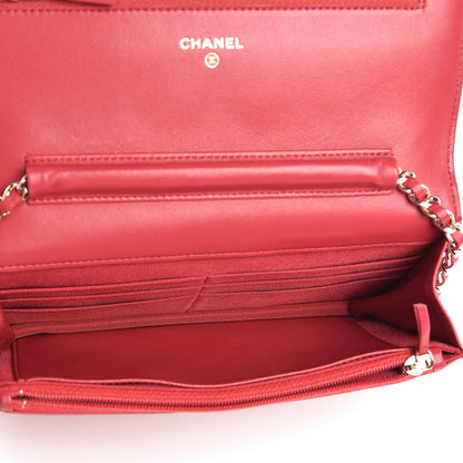 Chanel Lambskin Quilted Wallet On Chain WOC Pink 5 of 9