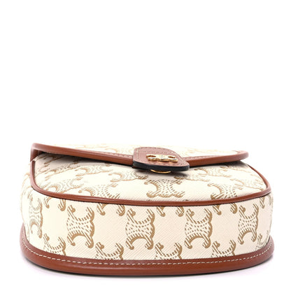 Celine Triomphe Canvas Calfskin Mini Besace Bag  White 3 of 7