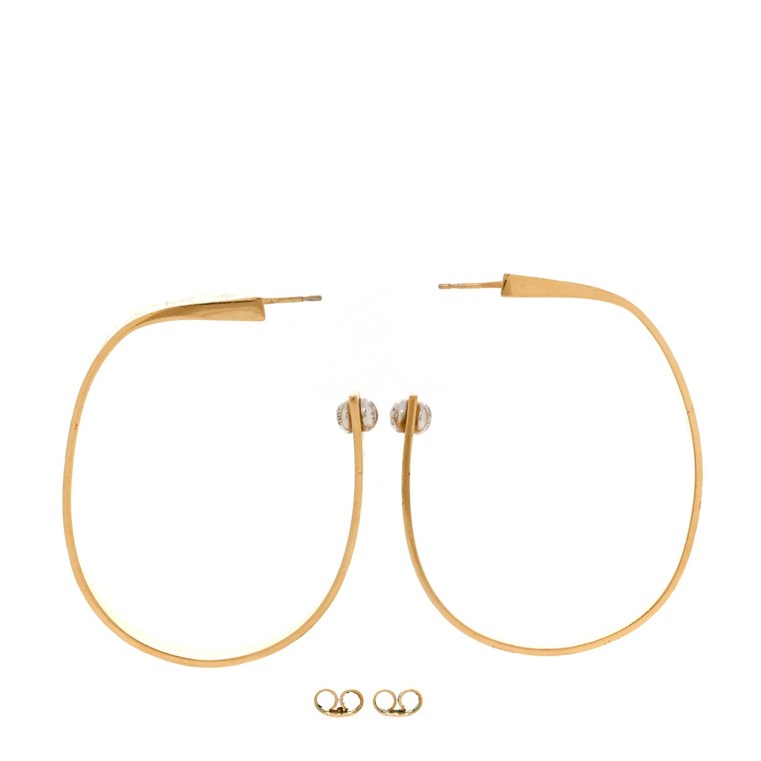 Louis Vuitton Metal Nanogram Hoop Earrings Gold 3 of 5