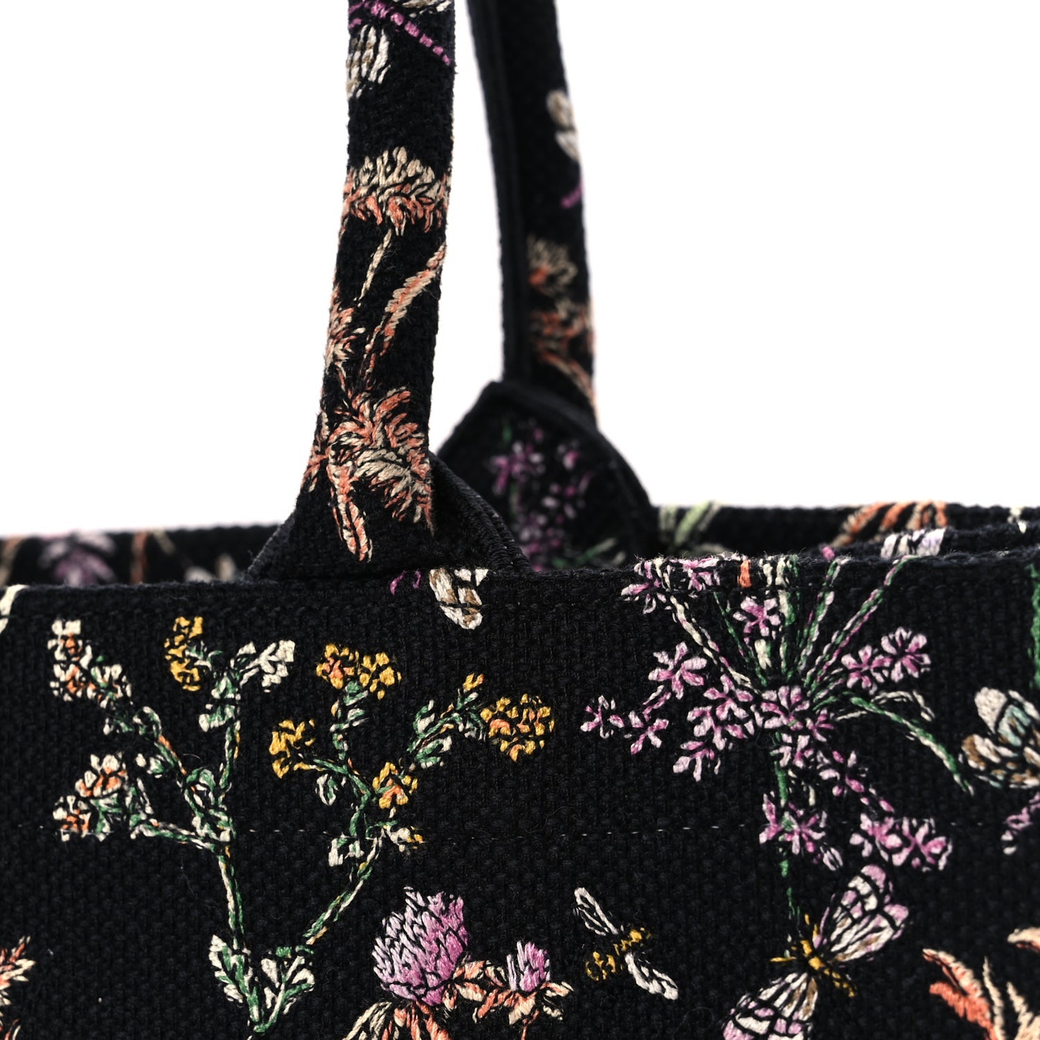 Christian Dior Canvas Embroidered Medium Herbarium Book Tote Black Multicolor 10 of 10