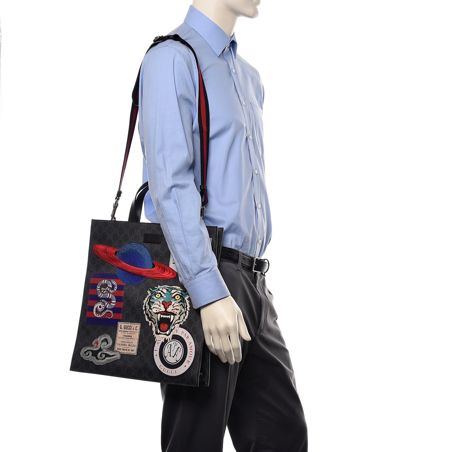 GG Supreme Monogram Night Courrier Vertical Tote Black Multicolor