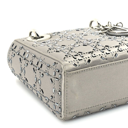 Christian Dior Satin Crystal Cannage Mini Lady Dior Grey 7 of 8