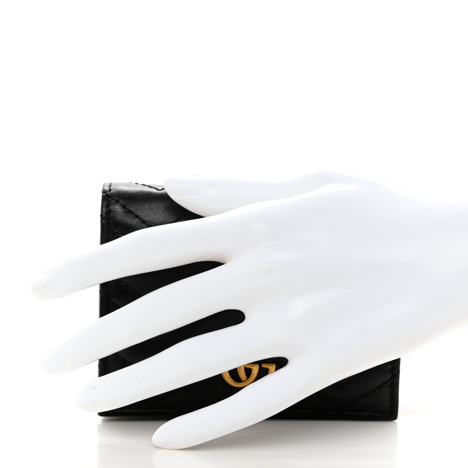 Gucci Calfskin Matelasse GG Marmont Card Case Wallet Black 2 of 8