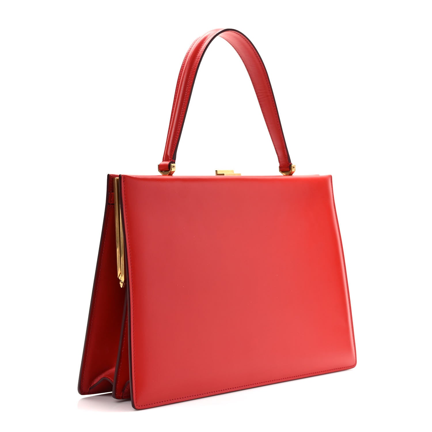 Celine Patina Box Calfskin Medium Clasp Bag Scarlet 3 of 8