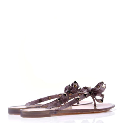 Valentino Garavani PVC Jelly Glitter Rockstud Bow Thong Sandals 37 Multicolor 3 of 6