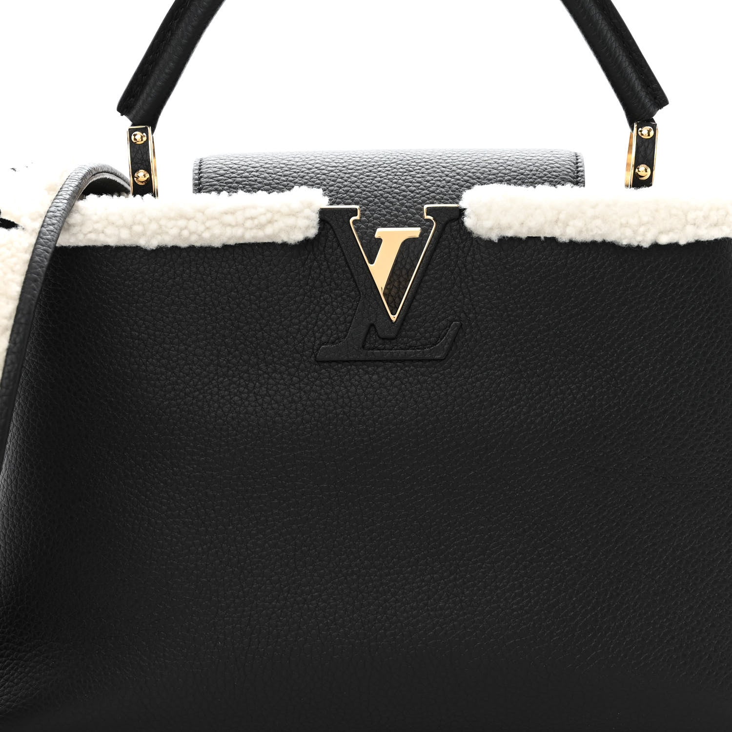 Louis Vuitton Taurillon Shearling Capucines PM Black 7 of 9