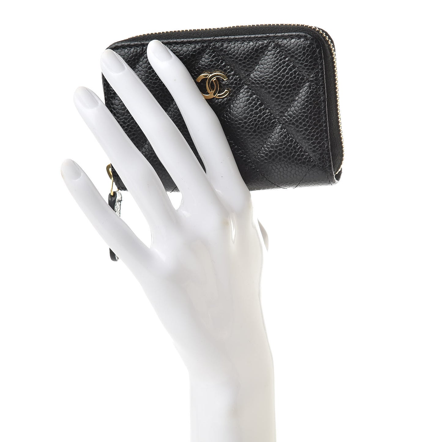 Caviar Quilted Zip Coin Purse Black