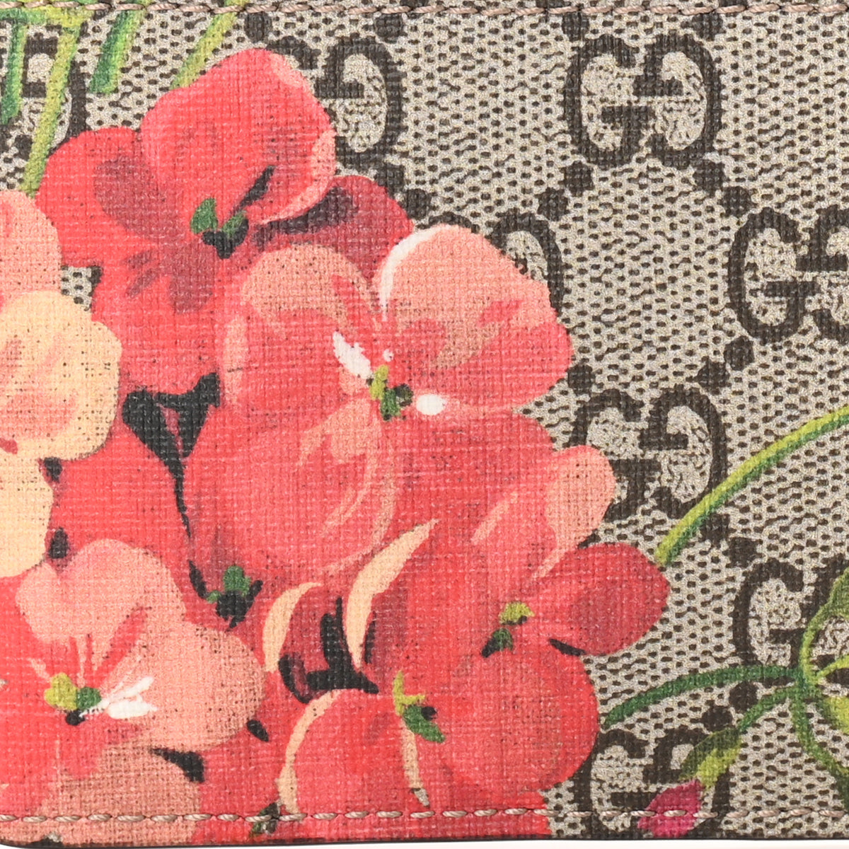 GG Supreme Monogram Blooms Key Ring Coin Case Beige Multicolor Dry Rose