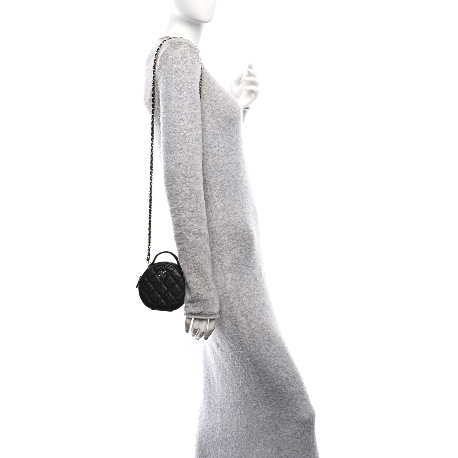 Chanel Caviar Quilted Round Handle With Care Vanity With Chain Black 2 of 9