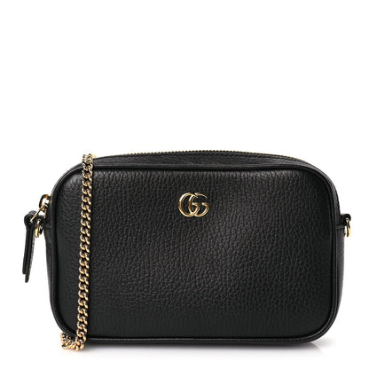 Gucci Dollar Calfskin Super Mini GG Marmont Chain Shoulder Bag Black 1 of 8