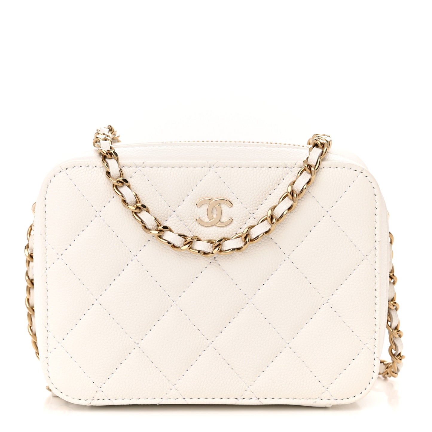 Caviar Quilted Camera Bag White