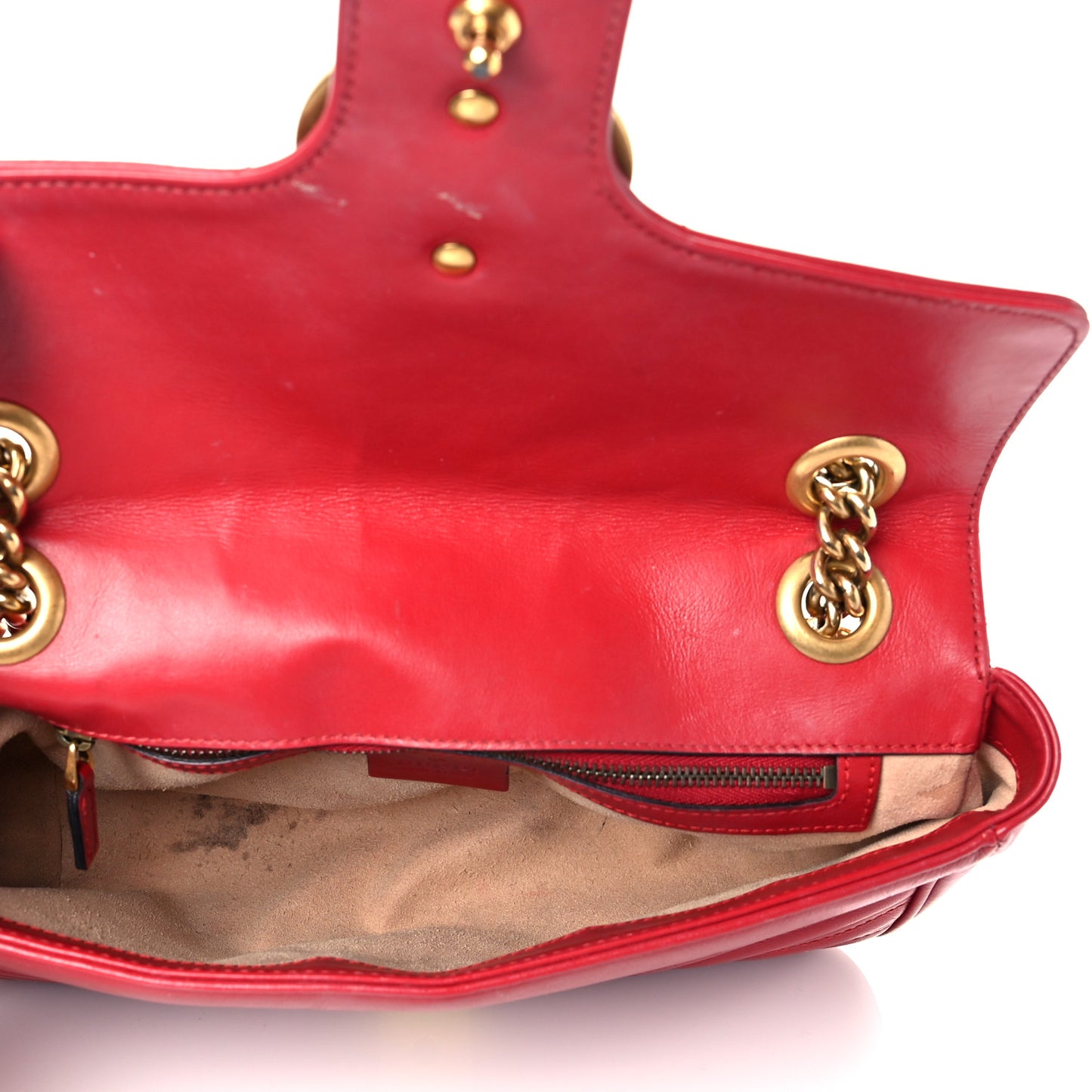 Calfskin Matelasse Small GG Marmont Shoulder Bag Hibiscus Red