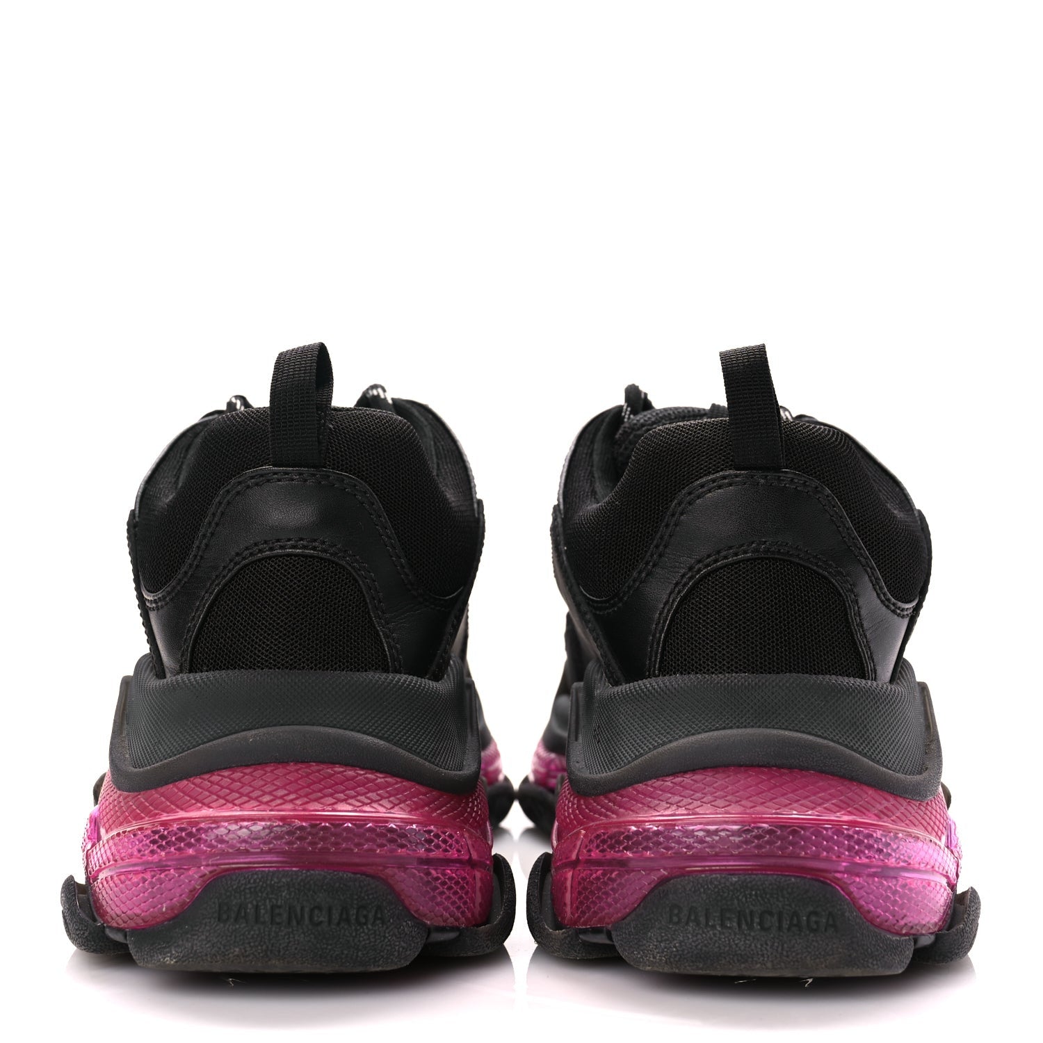 Balenciaga Fabric Mesh Clear Sole Mens Triple S Sneakers  Black Pink Neon 6 of 10