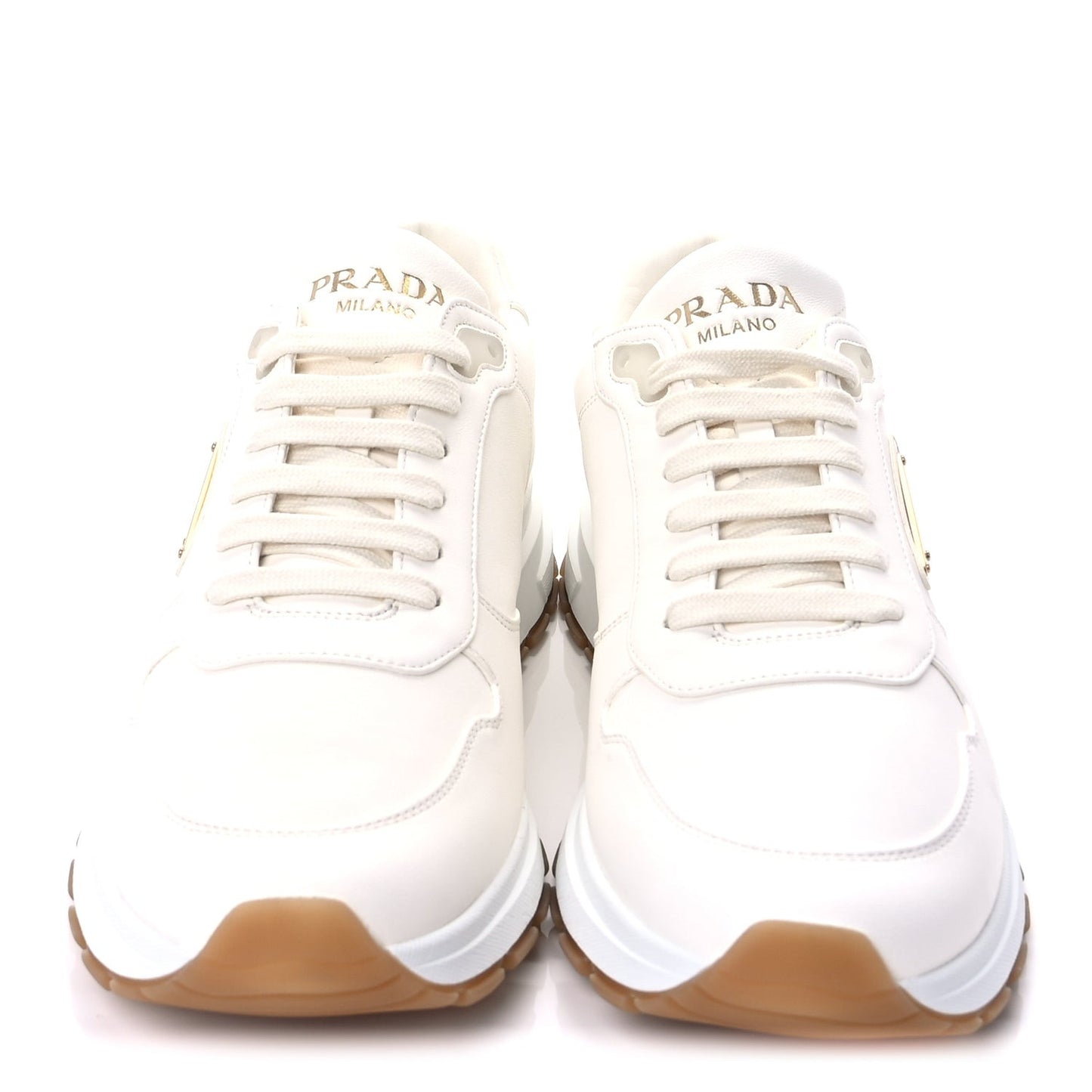 Nappa Metal Triangle Logo Mens Prax 01 45mm Sneakers 42.5  Avorio