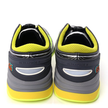 Gucci Fabric Mens Ultrapace R Mid Top Sneakers 7.5 Grey Neon Yellow Silver Loess 6 of 10