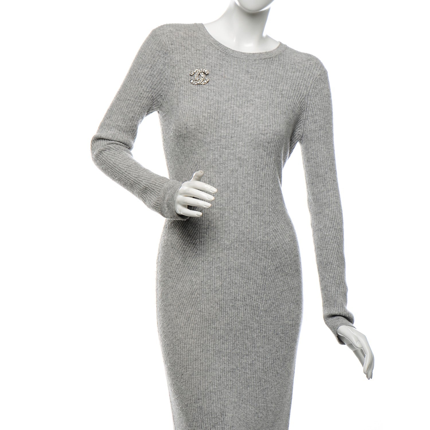 Chanel Crystal Large CC Brooch Silver 2 of 4