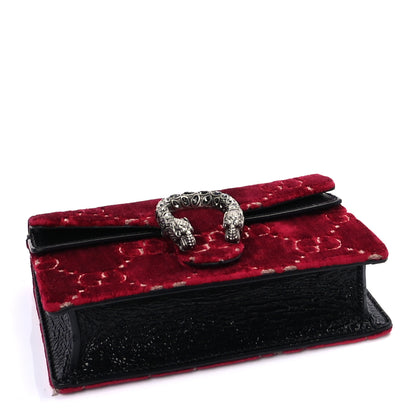 Gucci Velvet GG Monogram Super Mini Dionysus Shoulder Bag Red Cipria Black 3 of 8