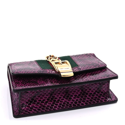 Gucci Snakeskin Web Super Mini Sylvie Chain Shoulder Bag Purple 3 of 7
