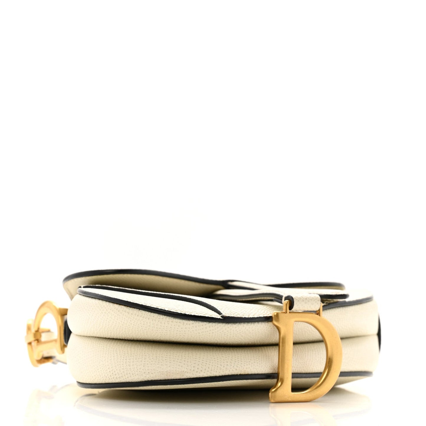Grained Calfskin Mini Saddle Bag Ivory