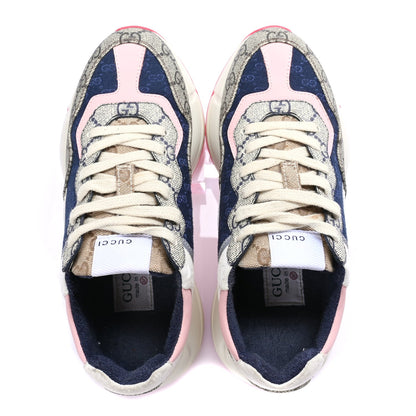 Gucci GG Supreme Monogram Mix Monogram Womens Rhyton Sneakers London Blue Beige Pale Pink 3 of 8