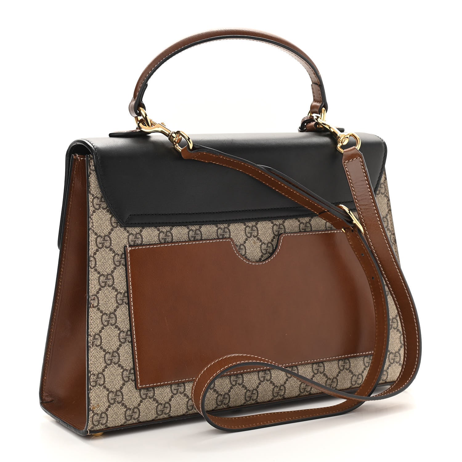 Gucci GG Supreme Monogram Calfskin Medium Padlock Top Handle Bag Beige Black Cuir 3 of 11