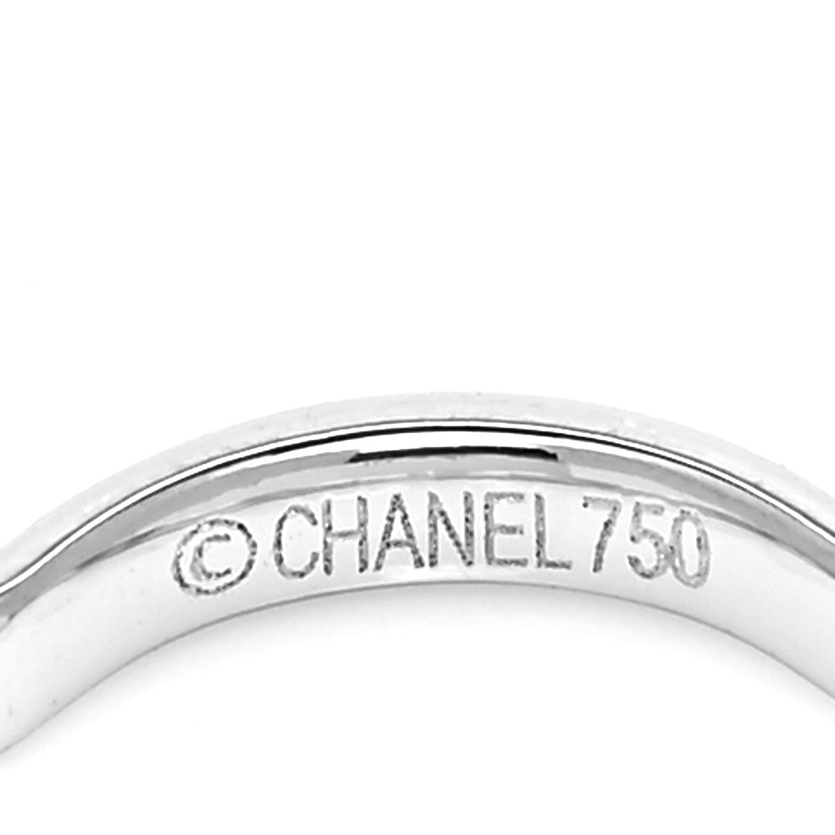 Chanel 18K White Gold Diamond Camellia Band Ring 49 4.75 5 of 5