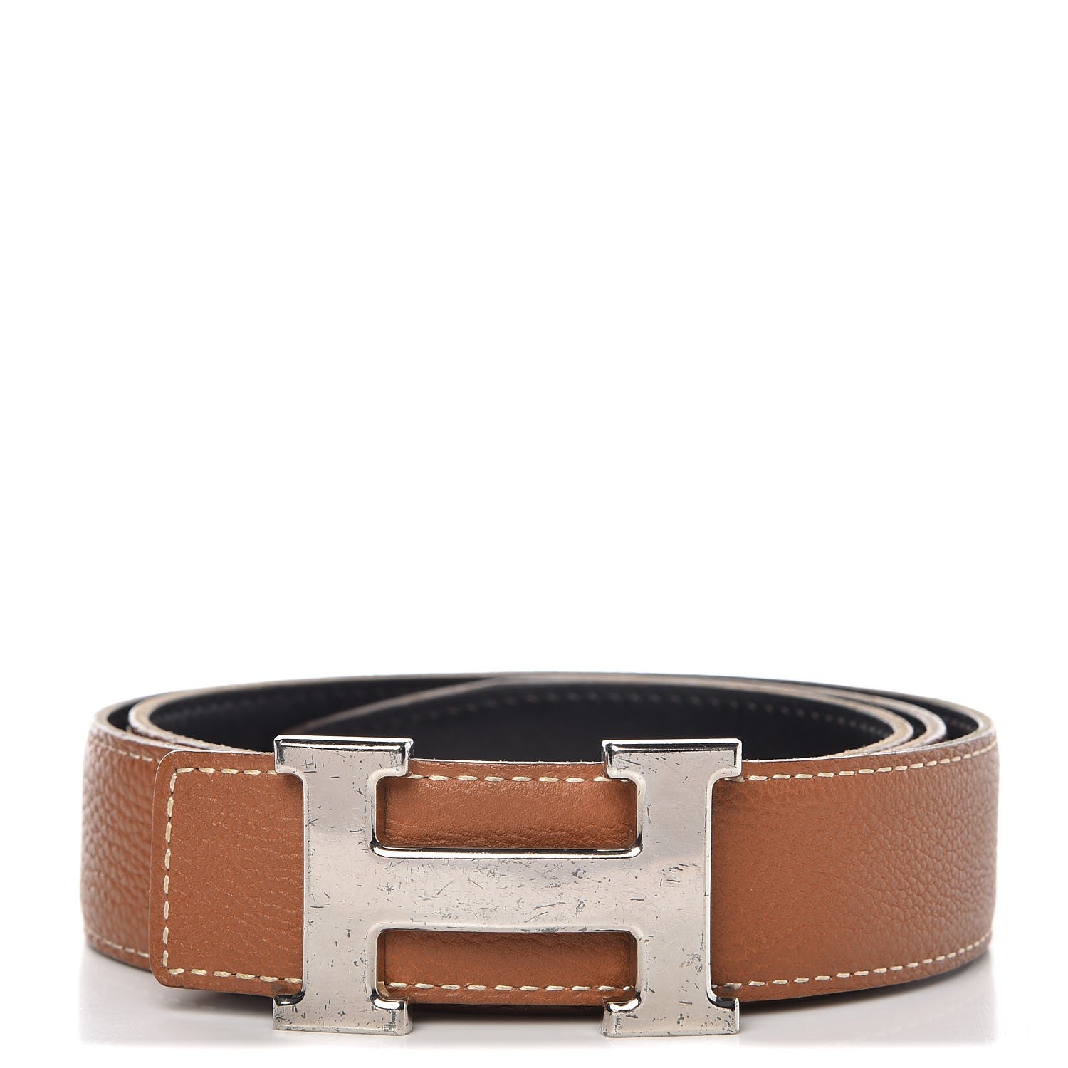 Hermes Box Togo 32mm H Belt 85 Black Gold 1 of 7