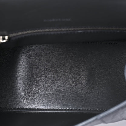Balenciaga Shiny Calfskin Crocodile Embossed Small Hourglass Top Handle Bag  Dark Grey 4 of 7