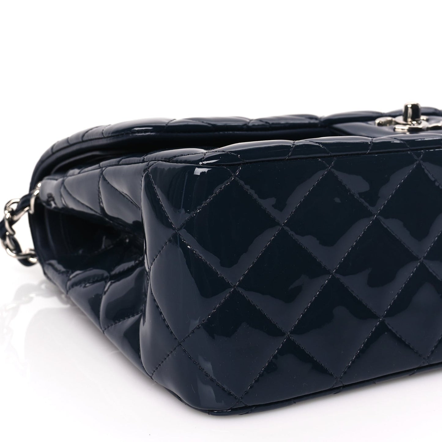 Patent Quilted Jumbo Double Flap Navy