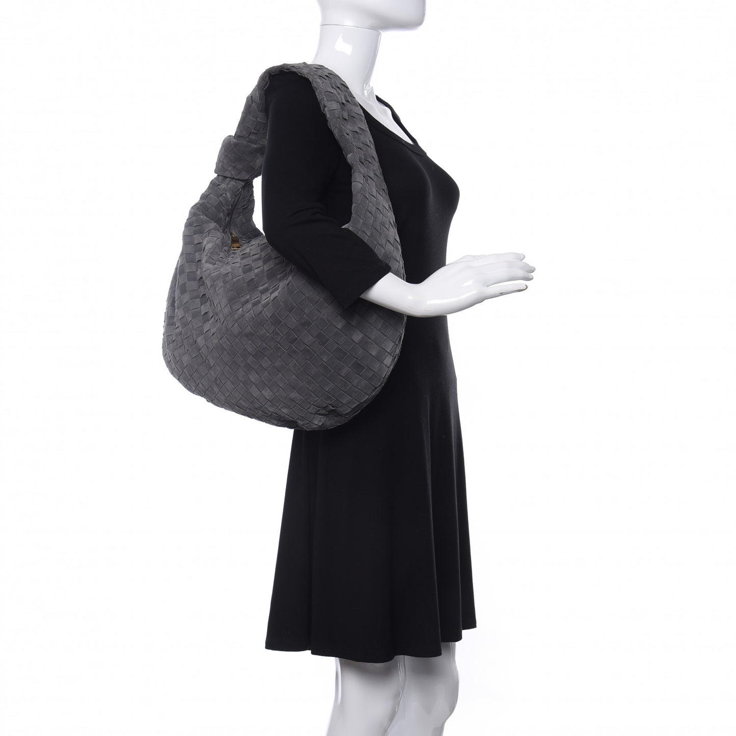 Suede Intrecciato Large Jodie Medium Grey