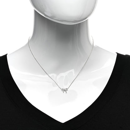 Tiffany 18K White Gold Diamond Mini Bow Pendant Necklace 2 of 5