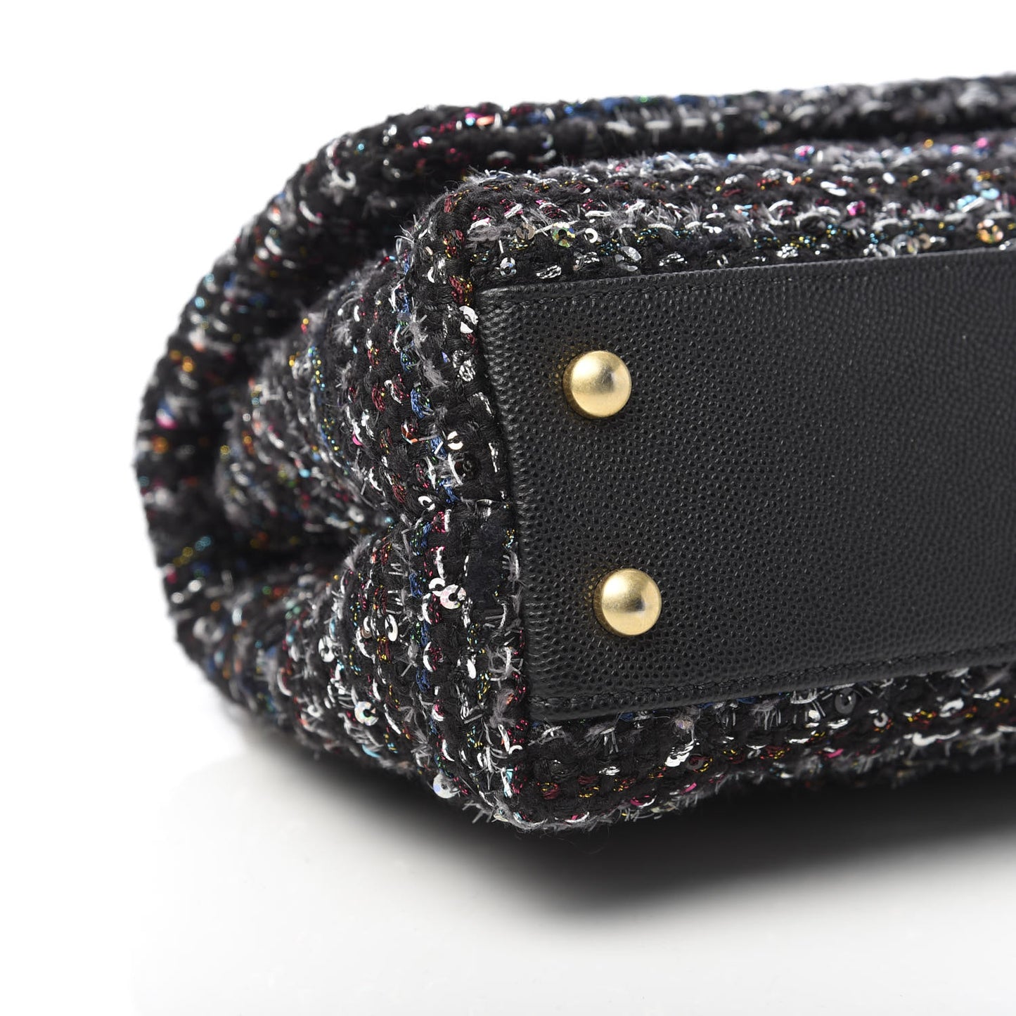 Tweed Sequin Mini Coco Handle Flap Black