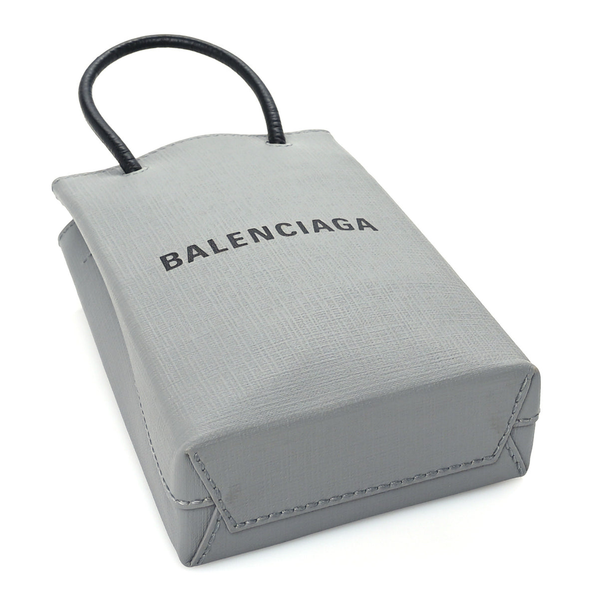 Balenciaga Squared Calfskin Logo Shopping Phone Holder Bag Balenciaga Grey 3 of 8