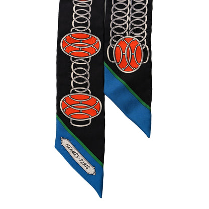 Hermes Silk Lift Profile Twilly Black Cobalt Vermil 2 of 4