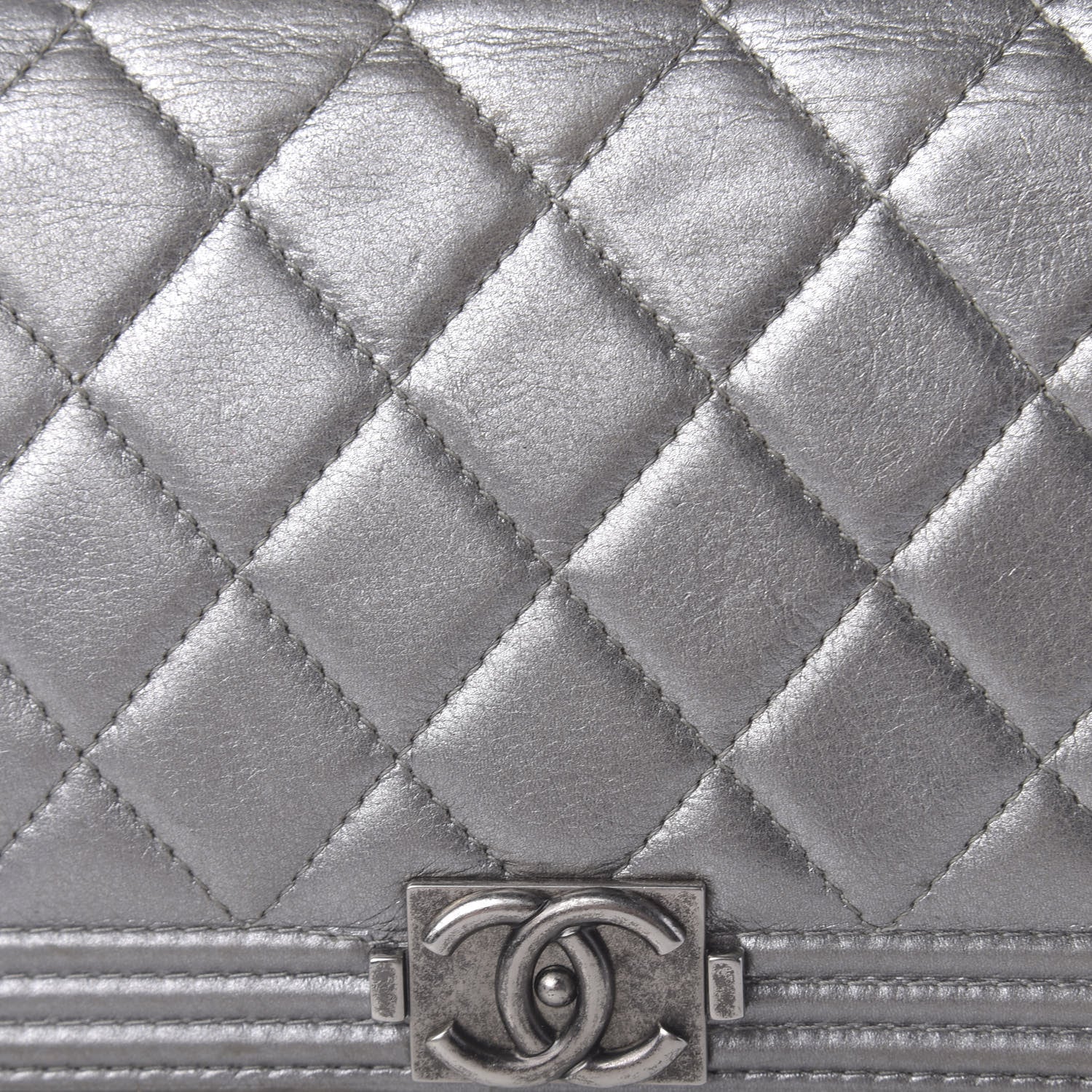Chanel Metallic Calfskin Quilted Boy Yen Wallet Silver 10 of 11